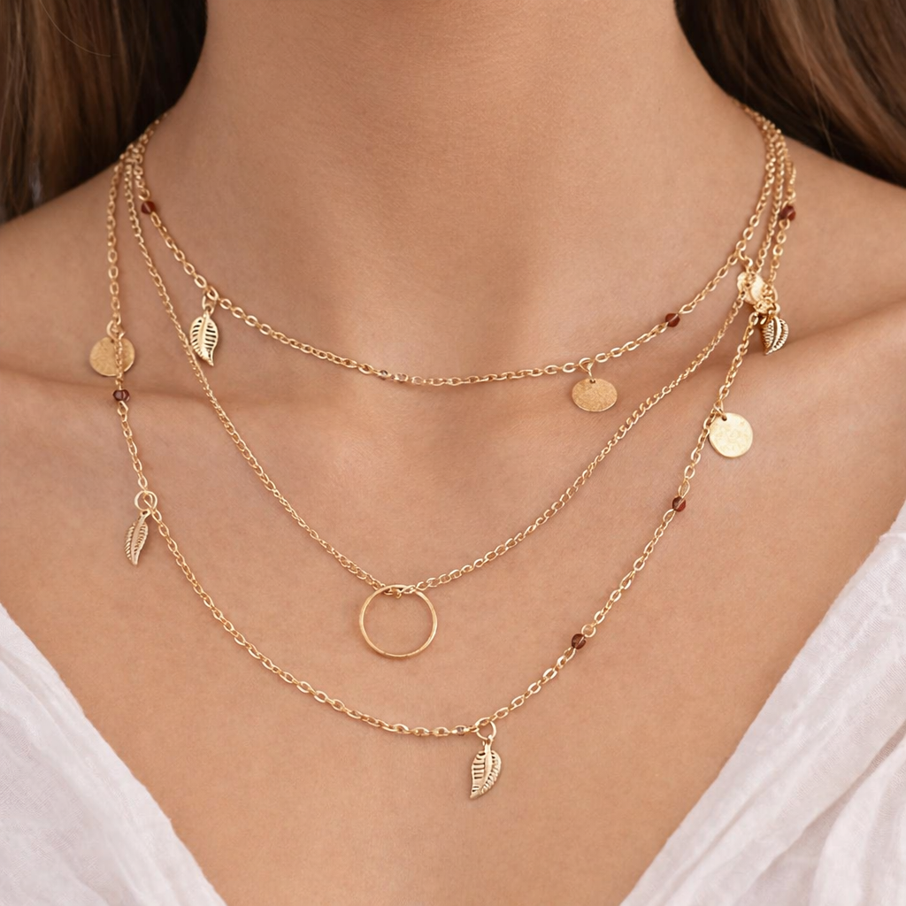 Ourums Multi Layer Charm Necklace