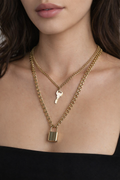 Ourums Layered Gold Lock Key Necklace
