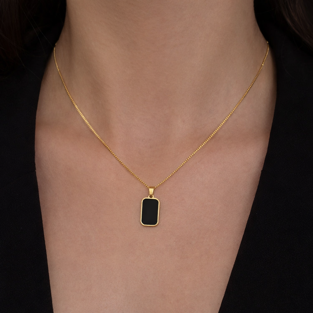 Ourums Black Enamel Necklace 