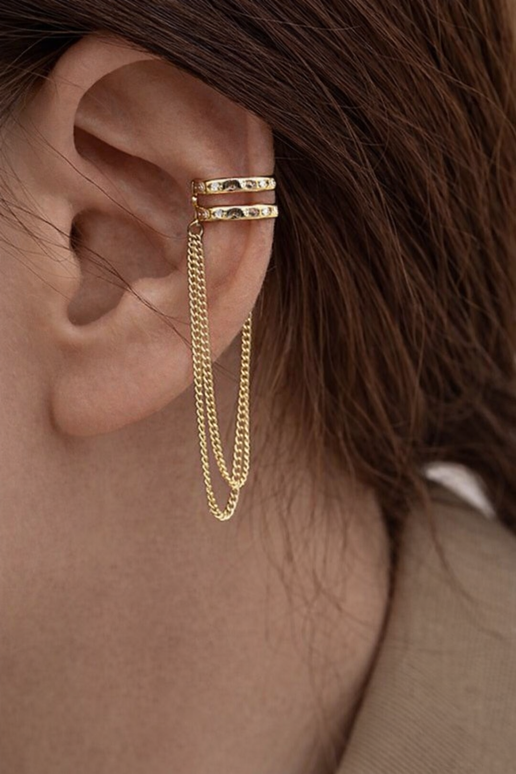 Ourums Layered Ear Cuff with Chain