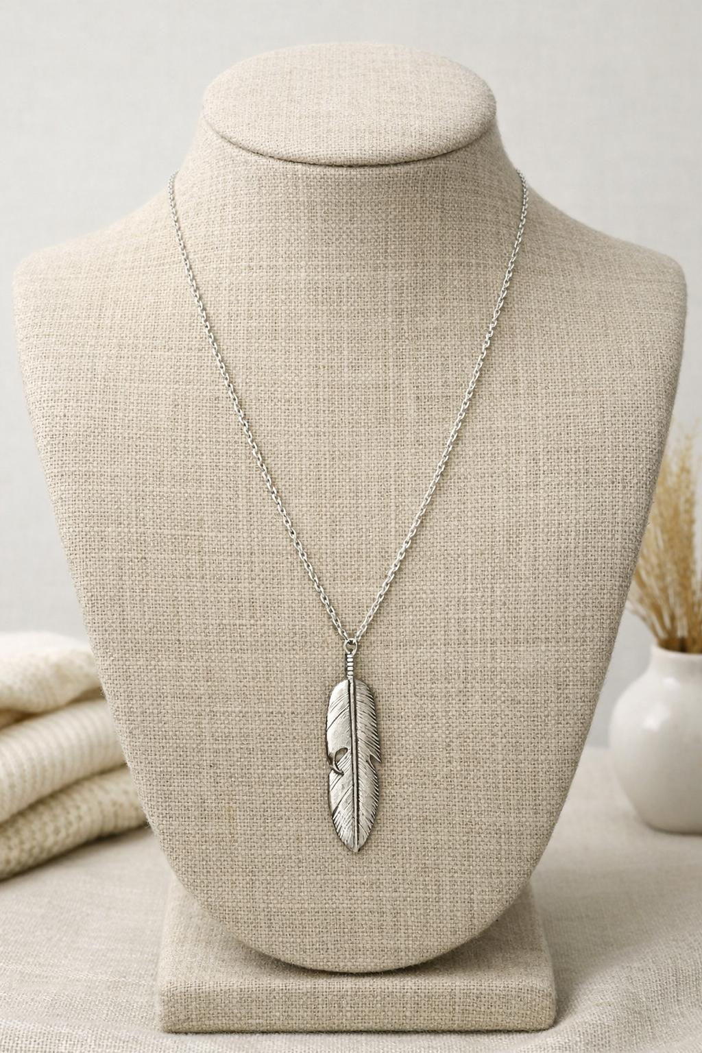 Ourums Men Feather Pendant Necklace