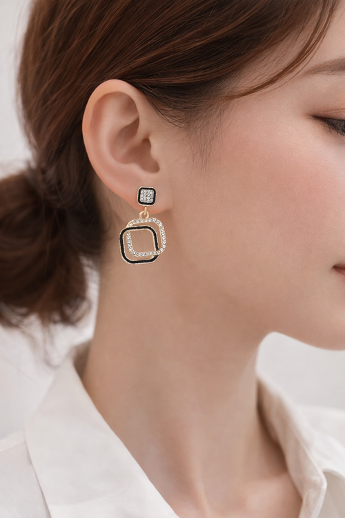 Ourums Crystal Square Drop Earrings