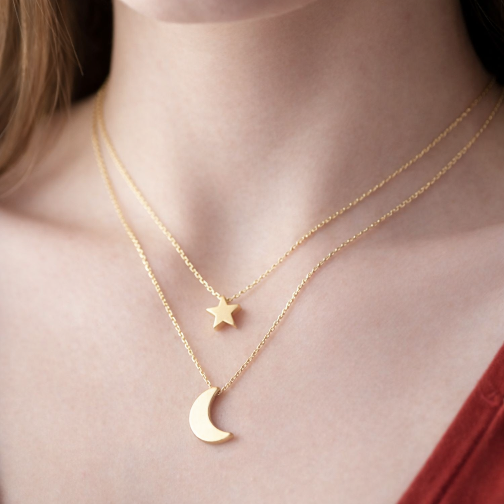 Ourums Layered Moon Star Necklace