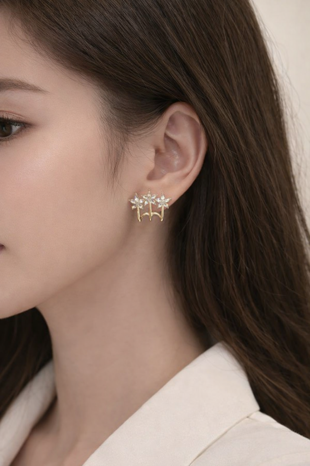 Ourums Gold Star Flower Earrings