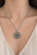 Ourums Silver Compass Necklace