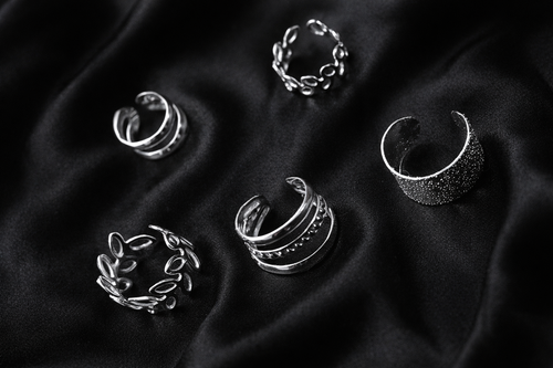 Ourums 5 Piece Silver Ear Cuff Set
