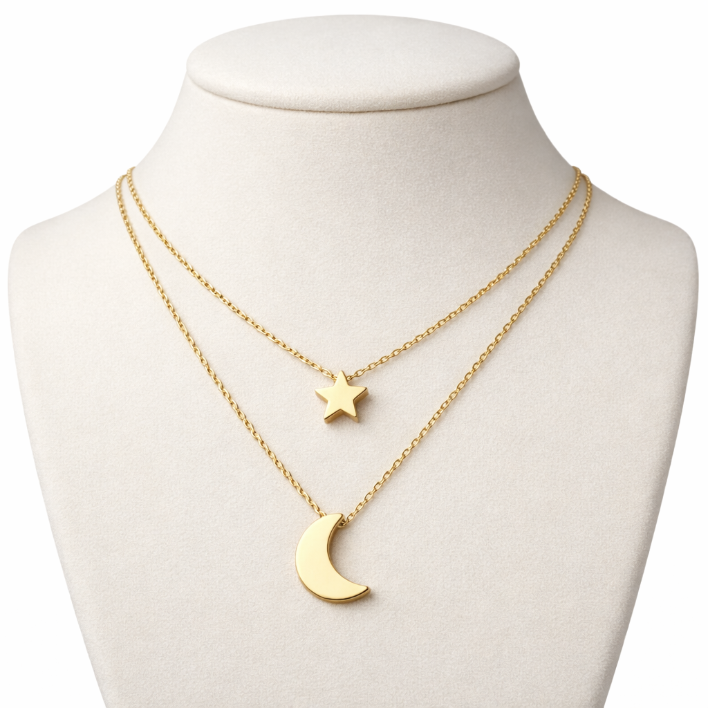 Ourums Layered Moon Star Necklace