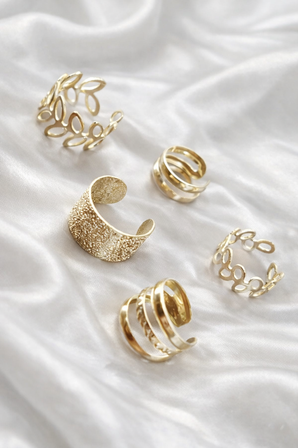 Ourums 5 Piece Gold Ear Cuff Set