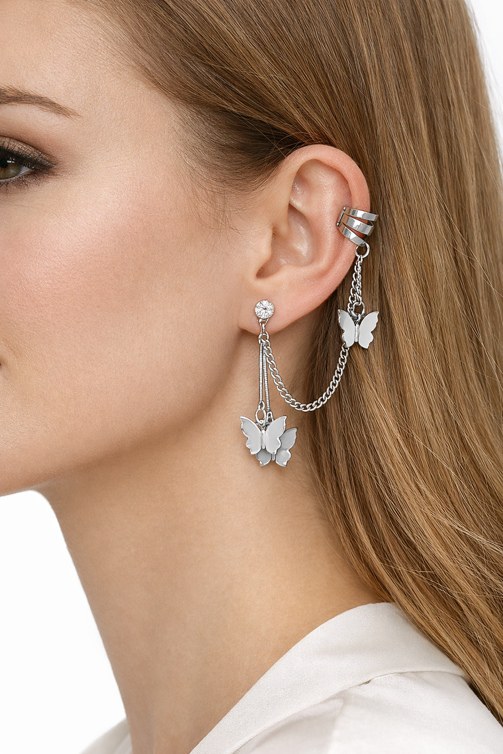 Ourums Silver Butterfly Ear Cuff