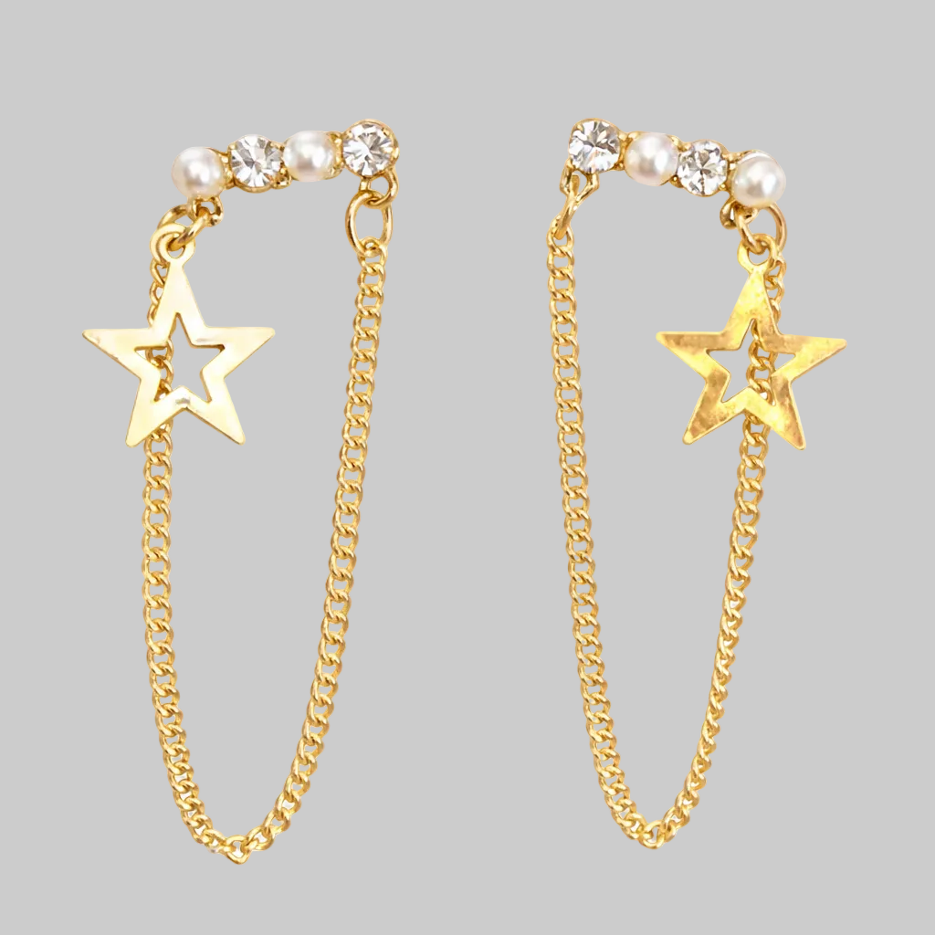 Ourums Gold Star Chain Earrings