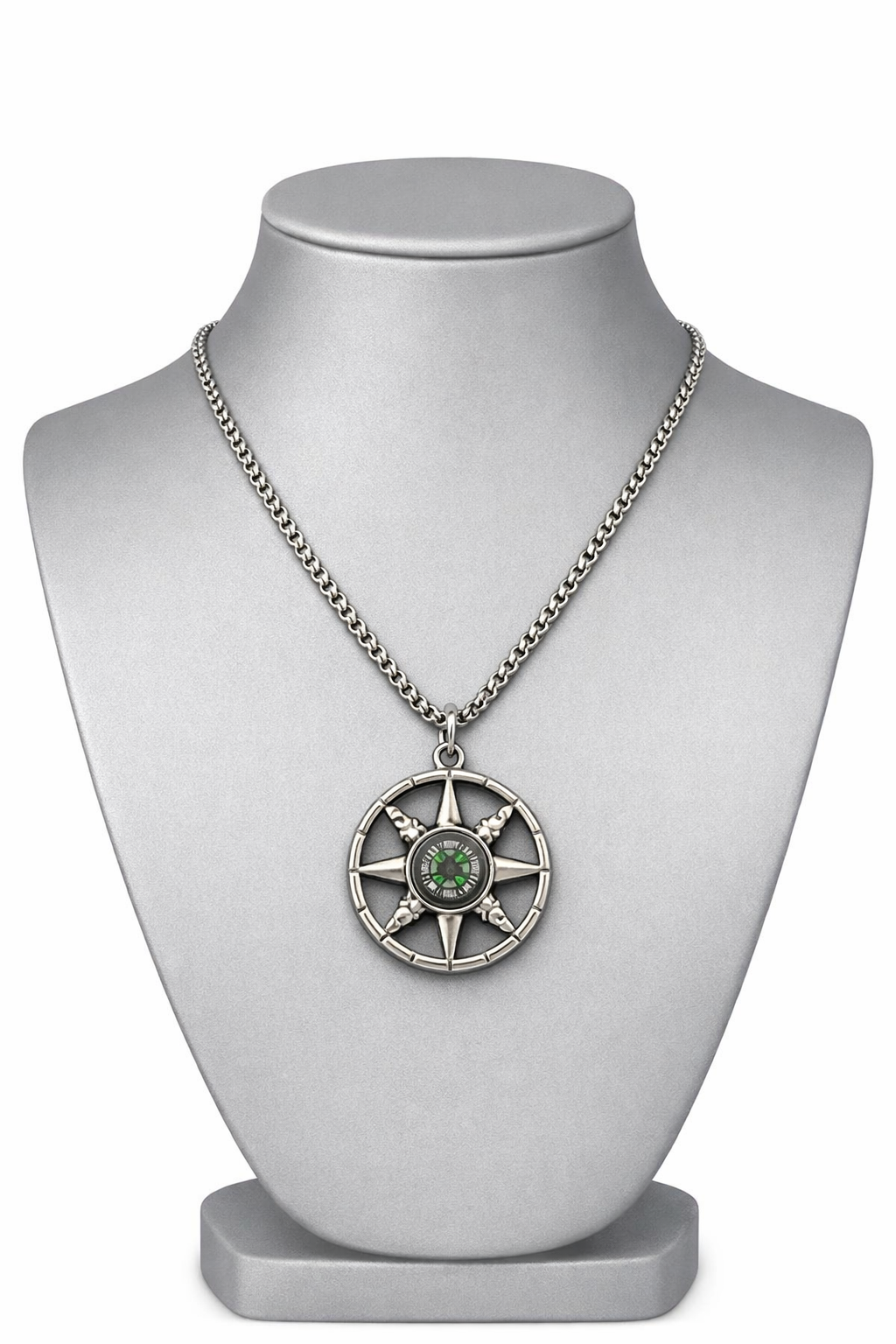 Ourums Silver Compass Necklace