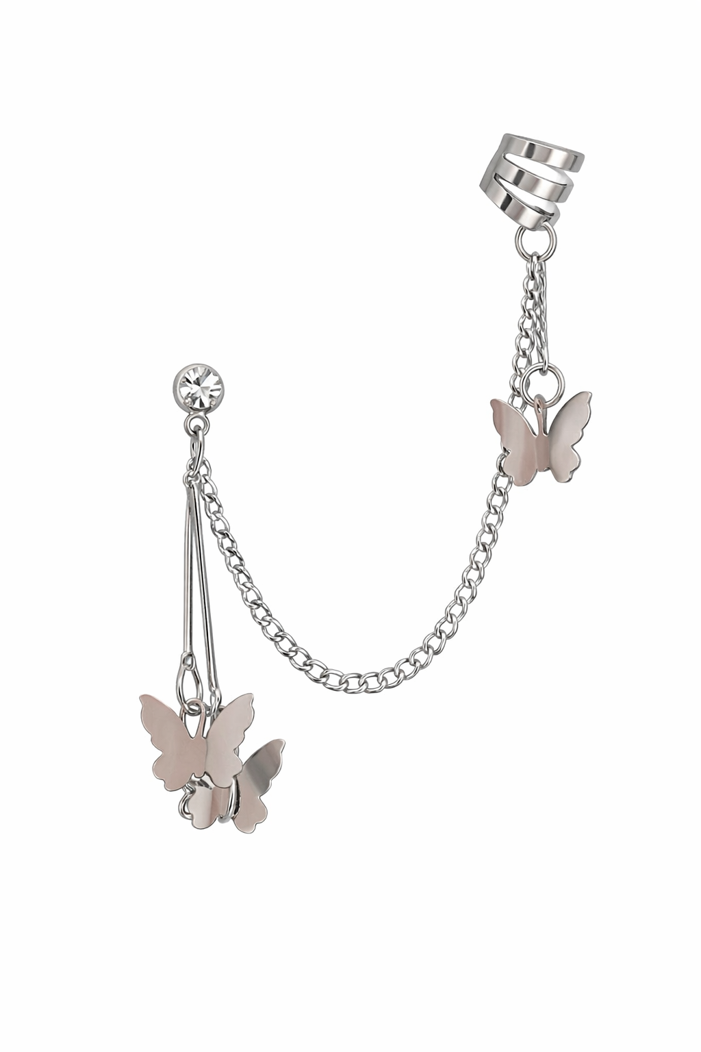 Ourums Silver Butterfly Ear Cuff