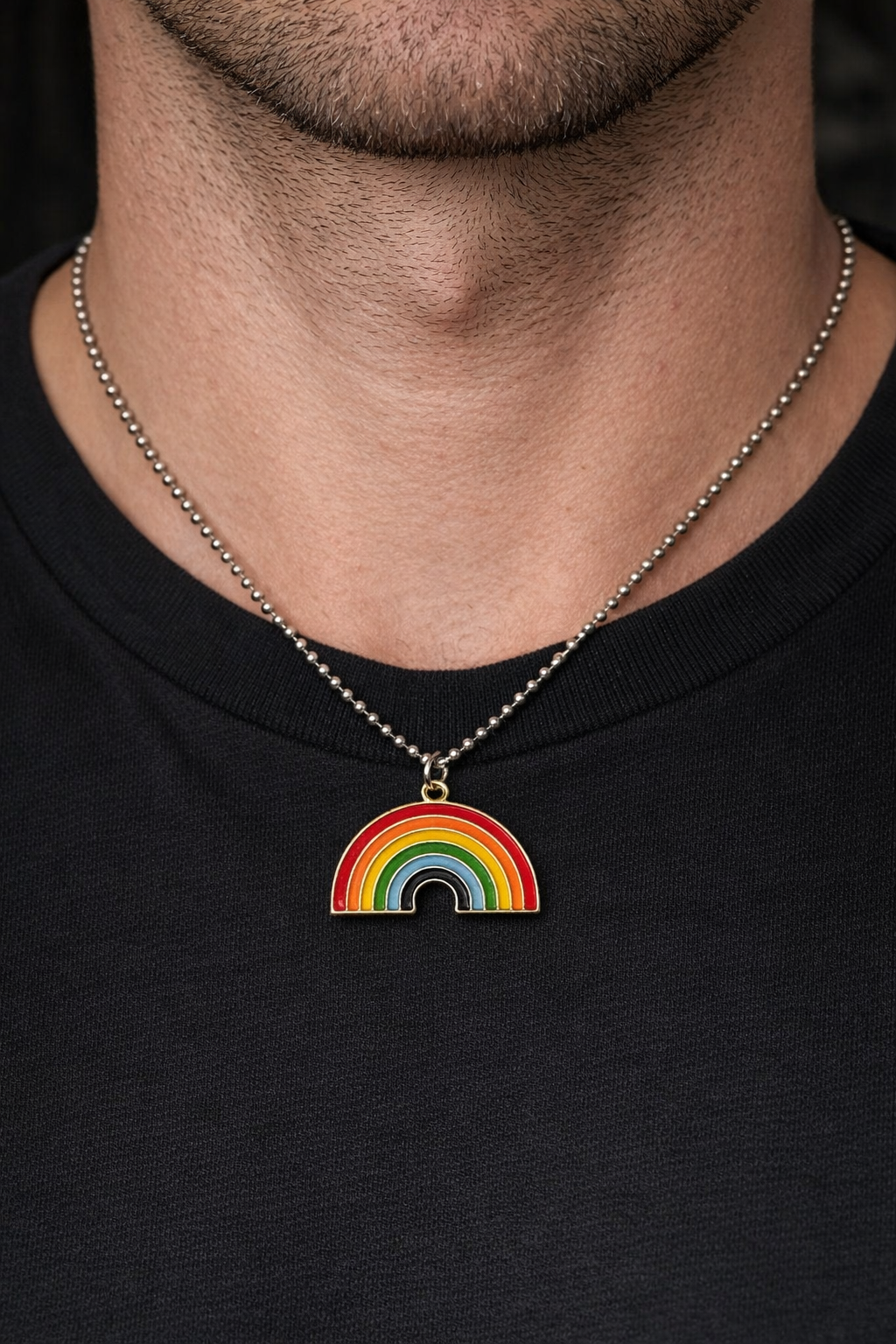 Ourums Men Rainbow Pendant Necklace