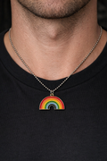 Ourums Men Rainbow Pendant Necklace