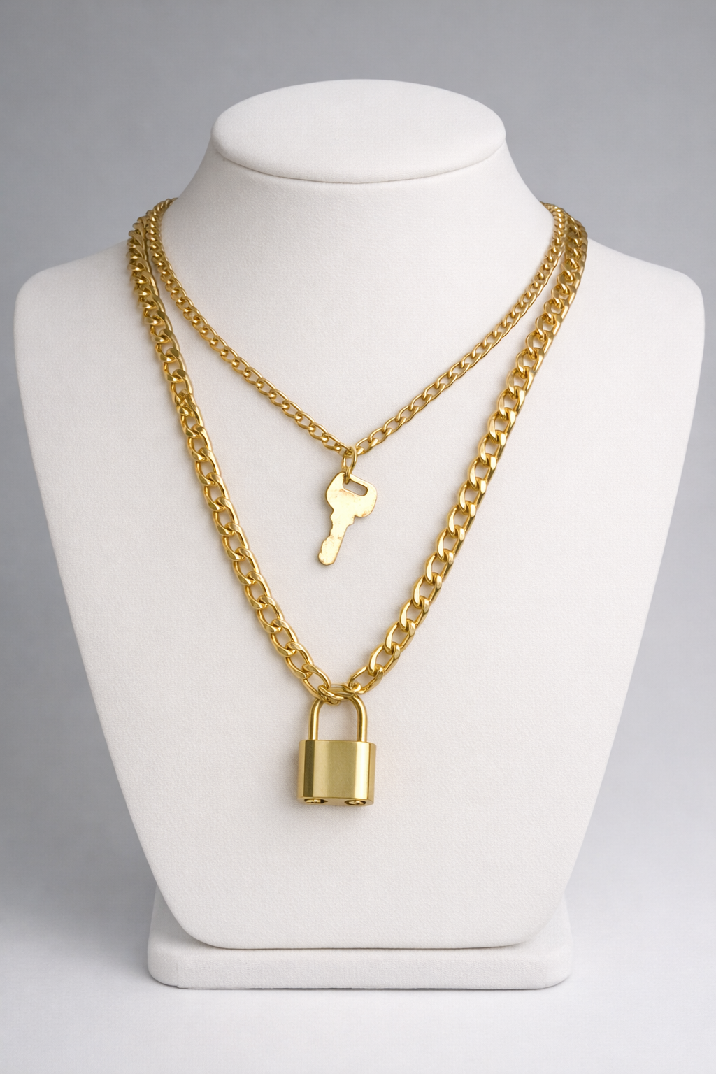 Ourums Layered Gold Lock Key Necklace