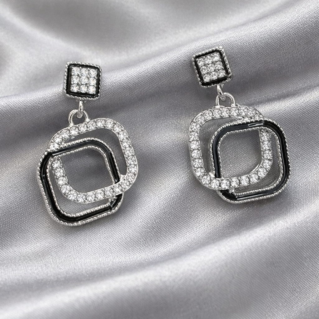 Ourums Crystal Square Drop Earrings