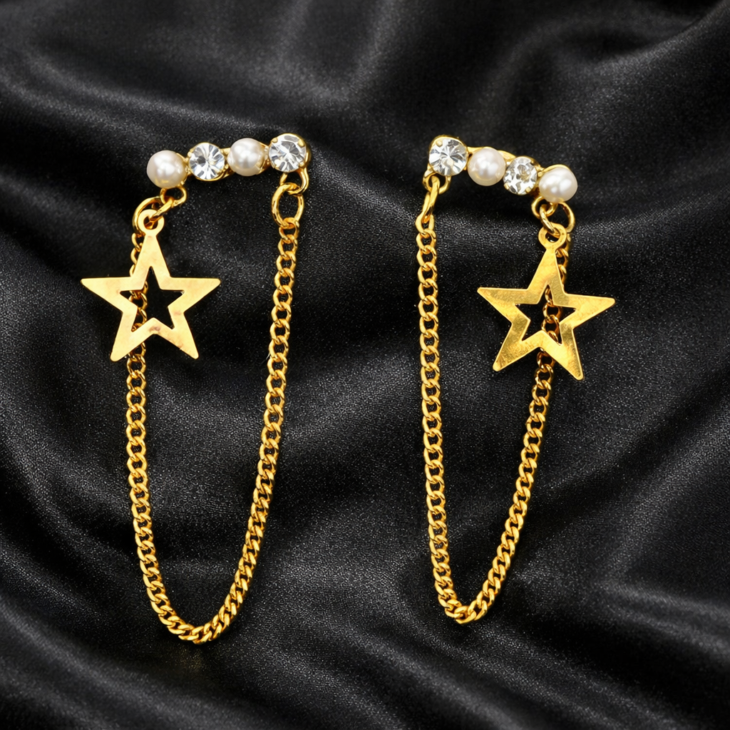 Ourums Gold Star Chain Earrings