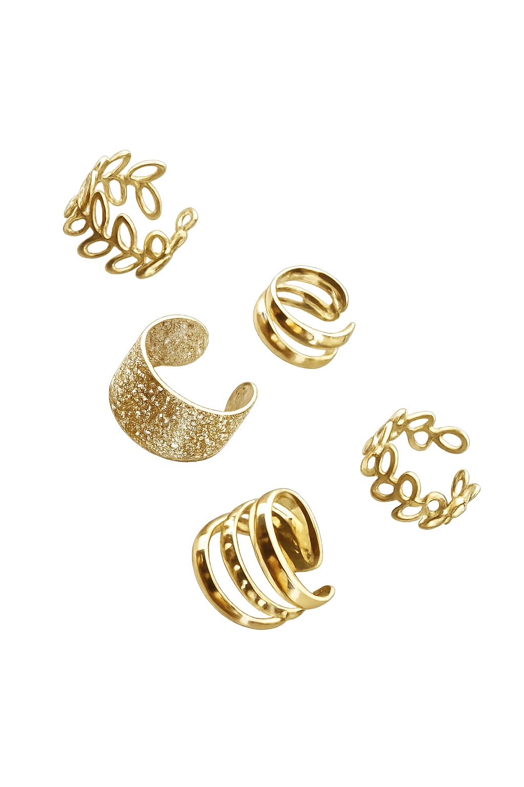 Ourums 5 Piece Gold Ear Cuff Set