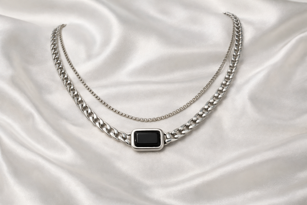 Ourums Layered Black Stone Necklace