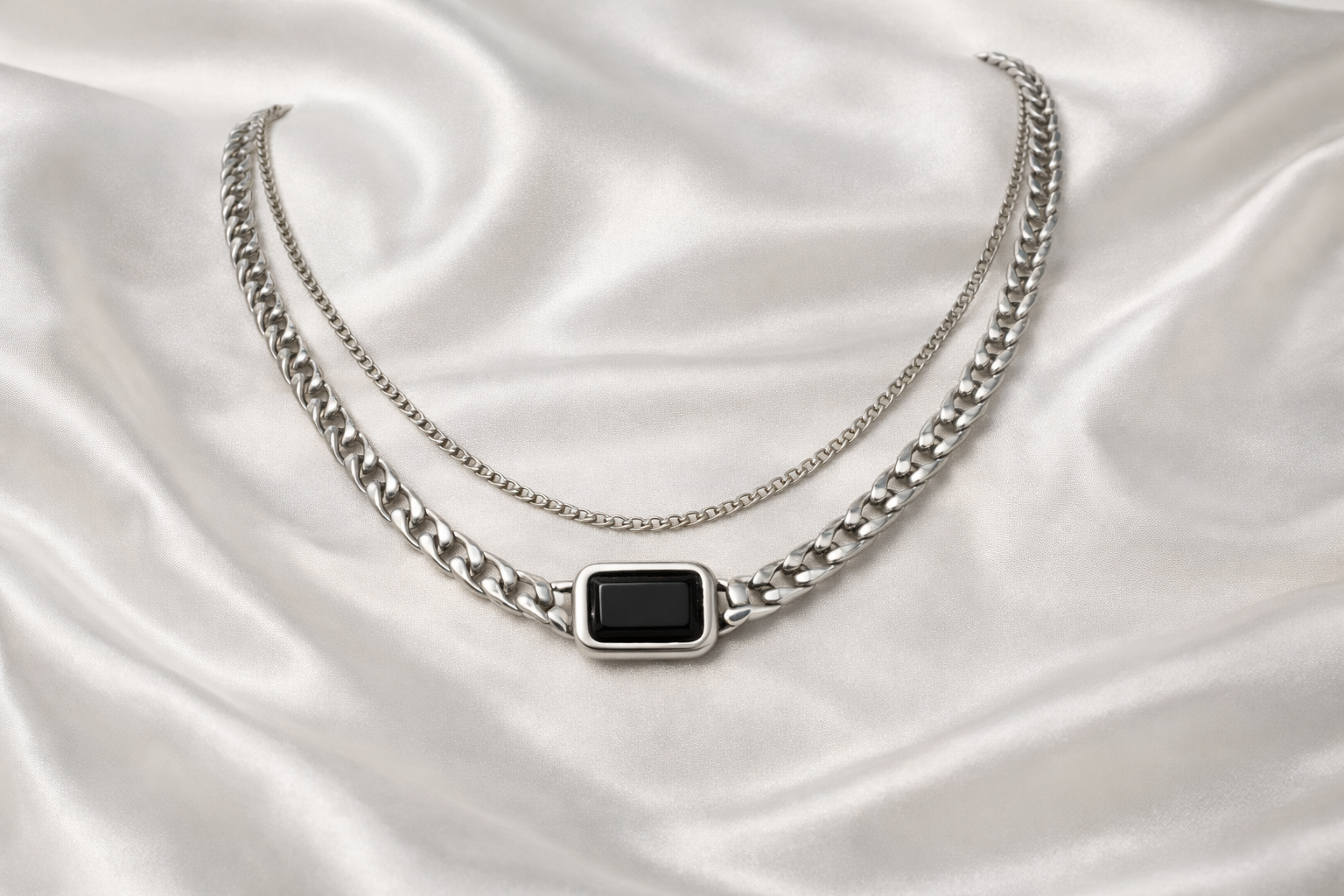 Ourums Layered Black Stone Necklace