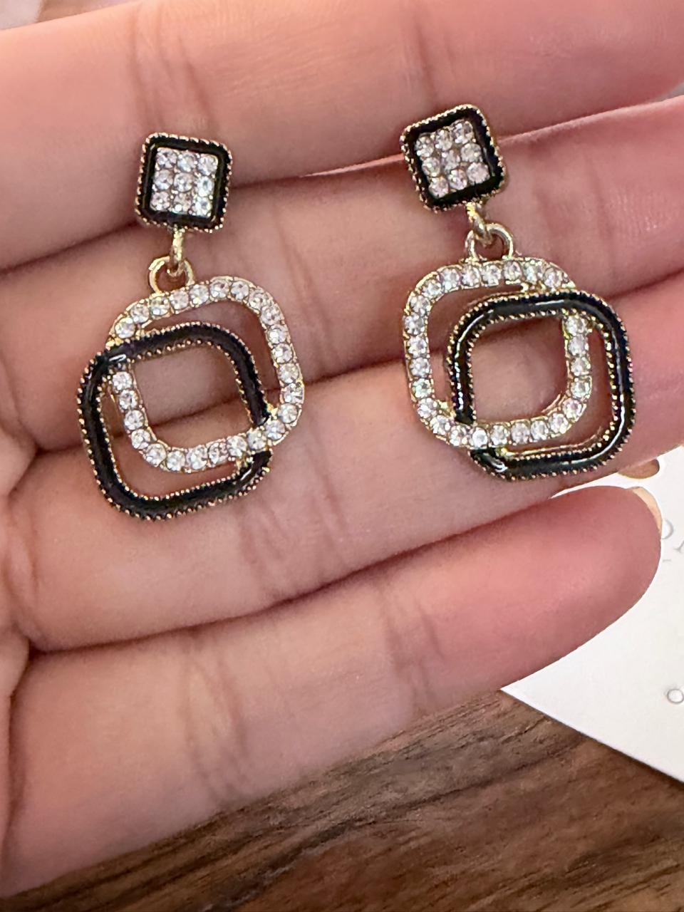 Ourums Crystal Square Drop Earrings