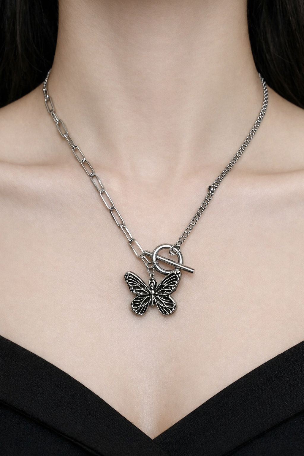 Ourums Silver Butterfly Necklace