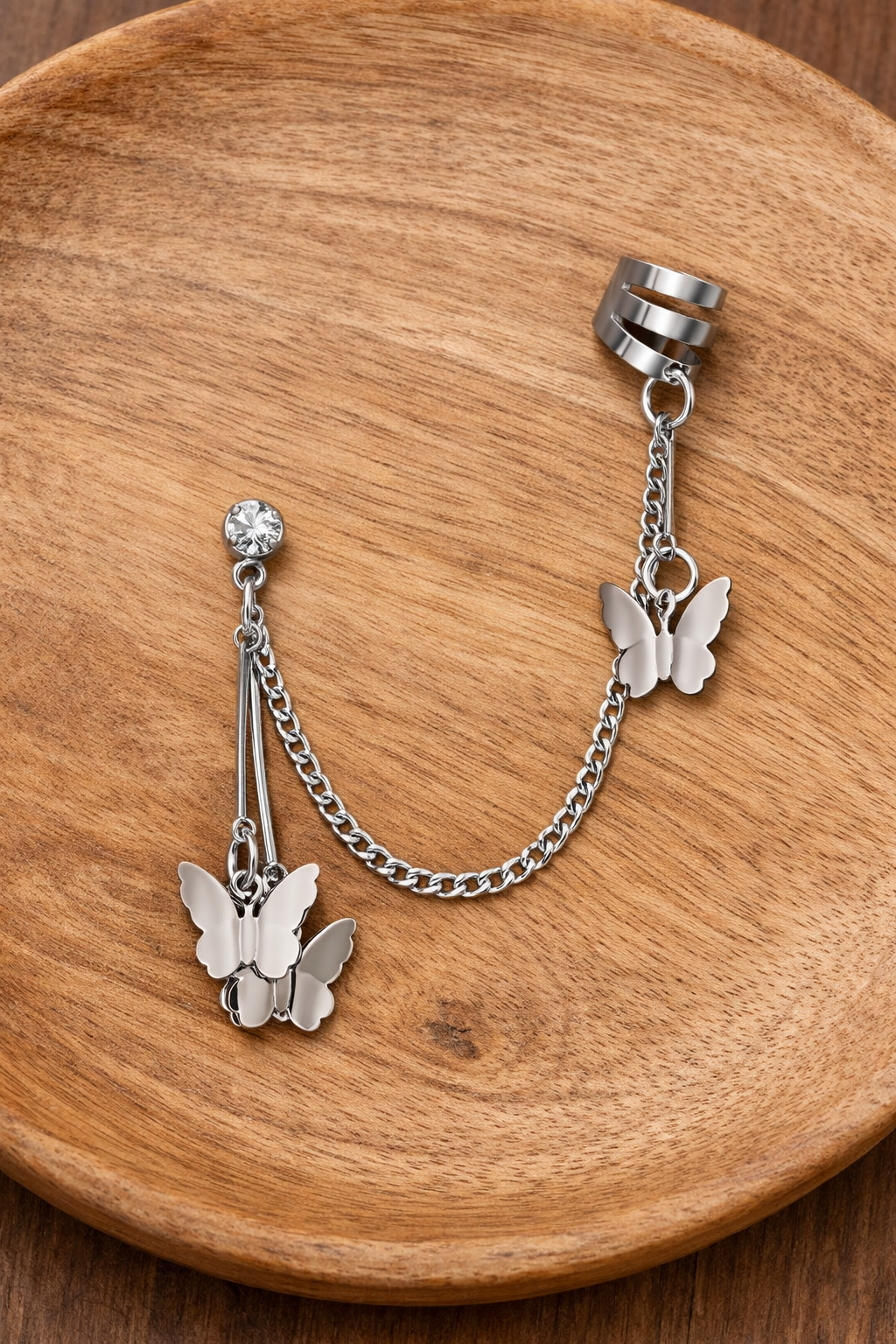 Ourums Silver Butterfly Ear Cuff