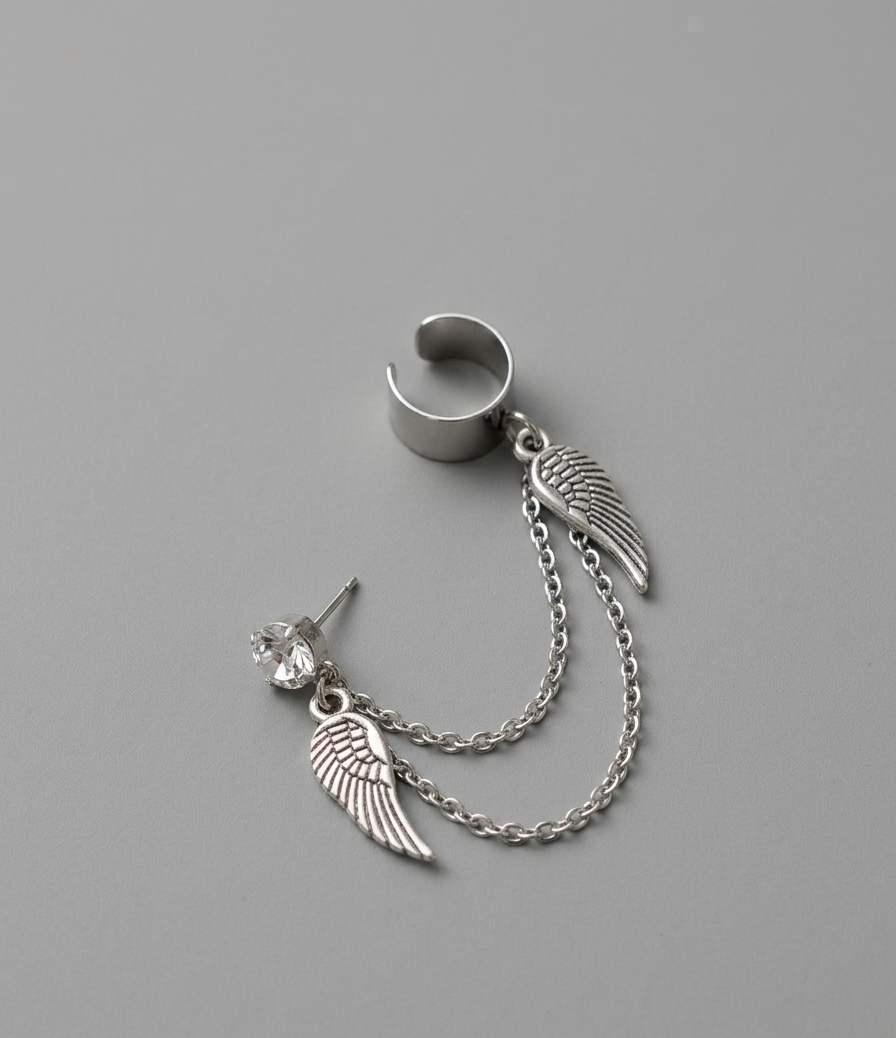 Ourums Angel Wing Chain Ear Cuff Earrings