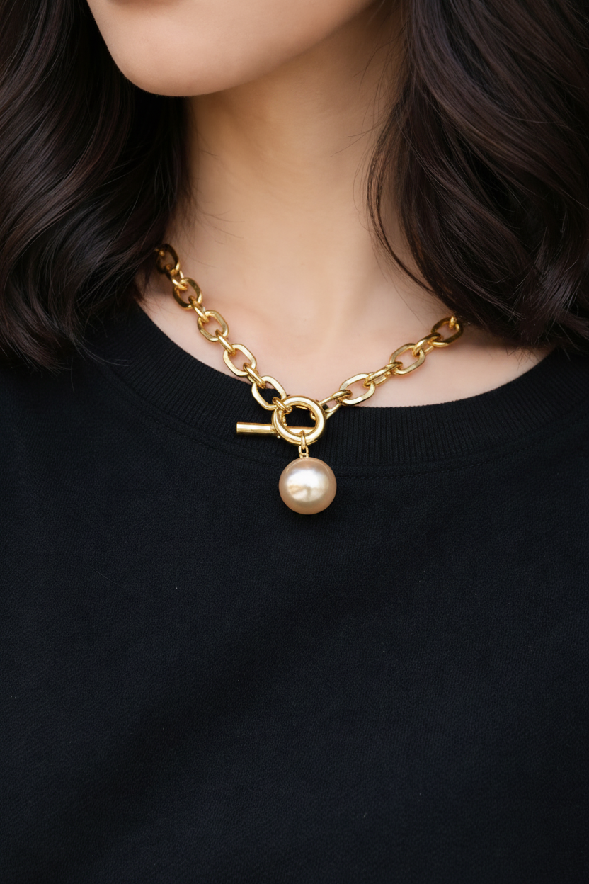 Ourums Gold Chain Toggle Necklace