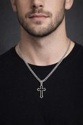 Ourums Men Cross Pendant Necklace