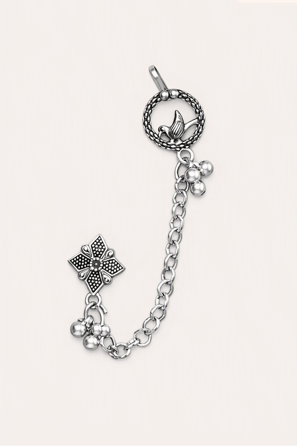 Ourums Oxidised Bird Indo Western Chain Ear Cuff