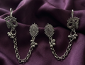 Ourums Oxidised Peacock Indo Western Chain Ear Cuff