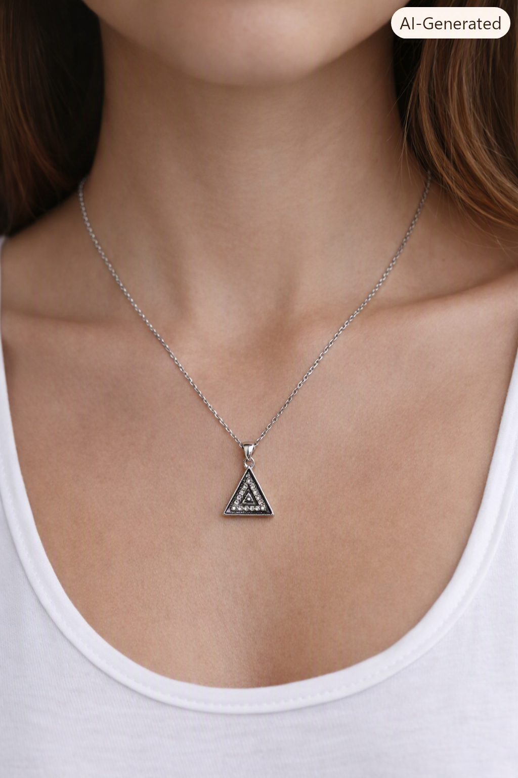 Ourums Silver Plated Triangle Chain Pendant 