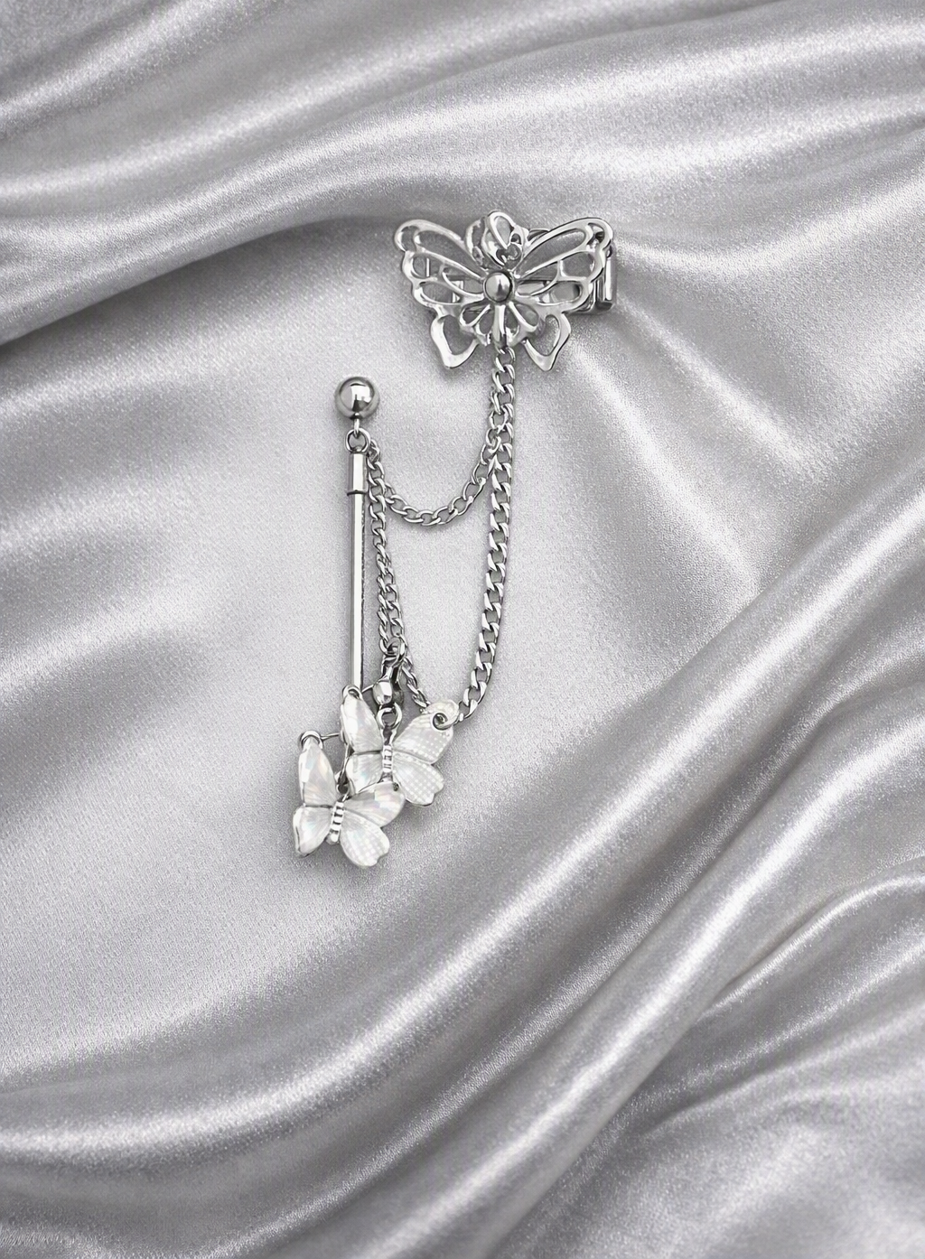 Ourums Silver Butterfly Ear Cuff