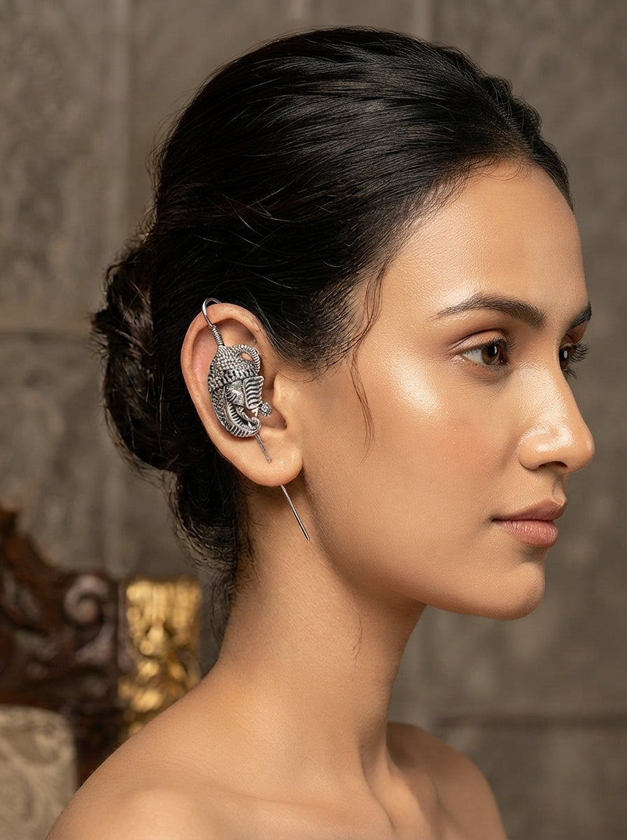 Ourums Oxidised Plated Lord Ganesha Earcuff