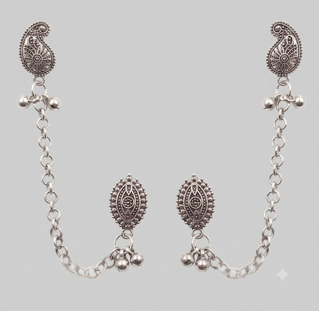 Ourums Boho Oxidised Paisley Chain Ear Cuff