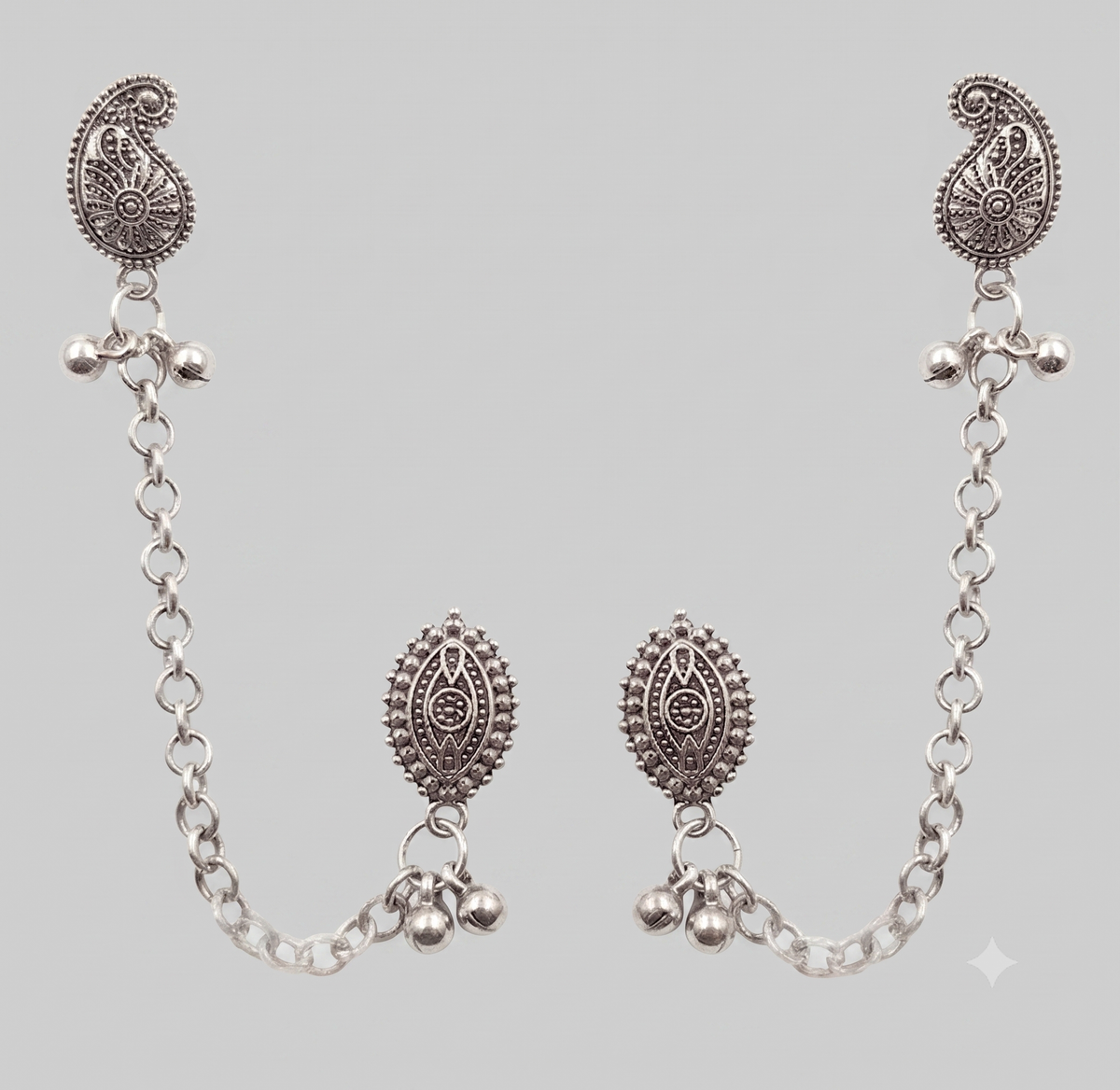 Ourums Boho Oxidised Paisley Chain Ear Cuff