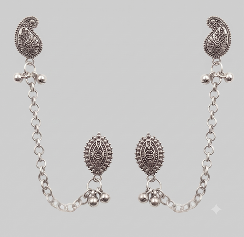 Ourums Boho Oxidised Paisley Chain Ear Cuff