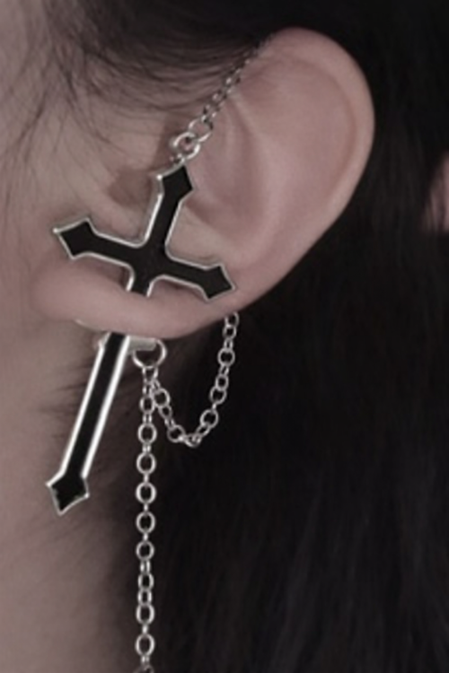 Ourums Cross Ear Cuff with Chain