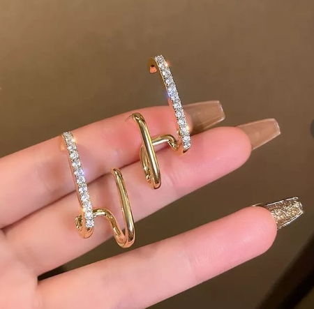 Ourums Gold Crystal Hoop Earrings