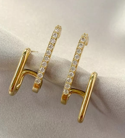 Ourums Gold Crystal Hoop Earrings