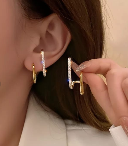 Ourums Gold Crystal Hoop Earrings