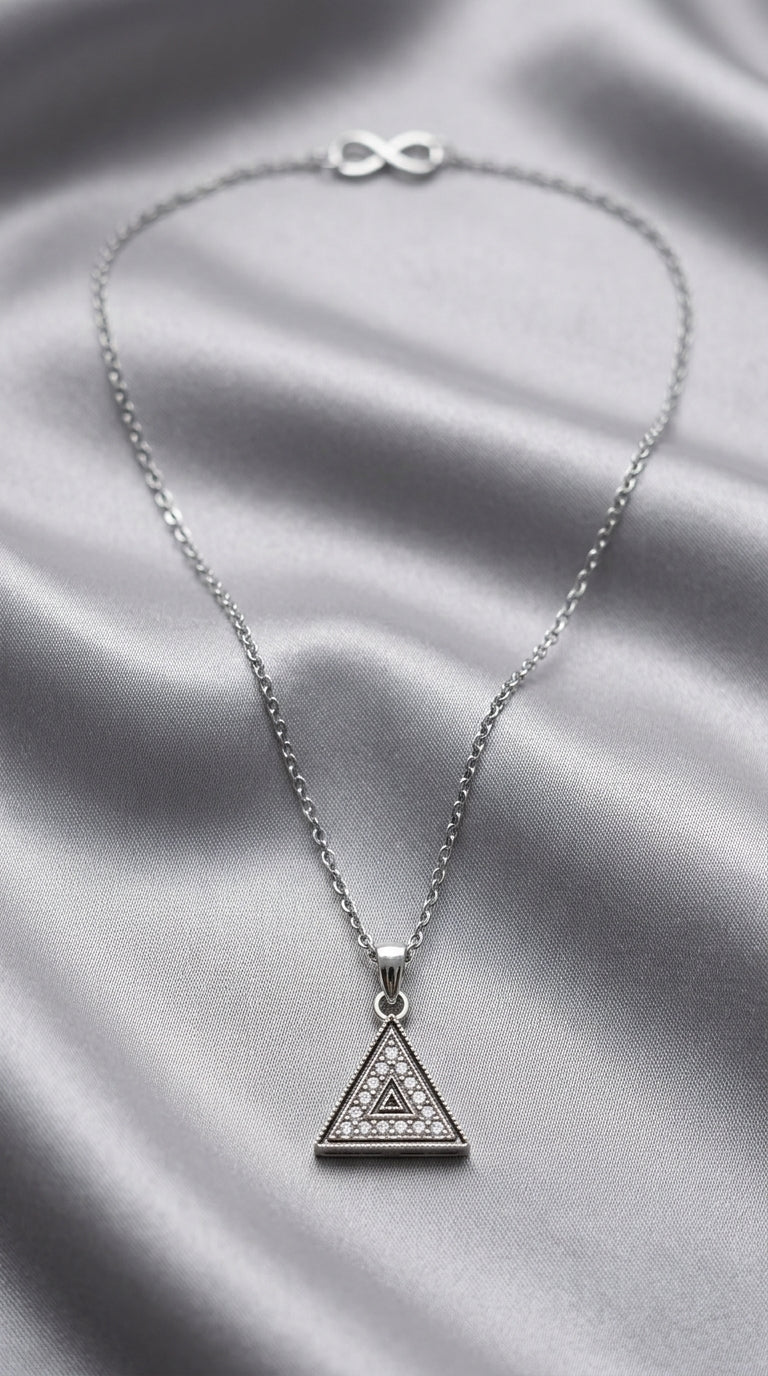 Ourums Silver Plated Triangle Chain Pendant 