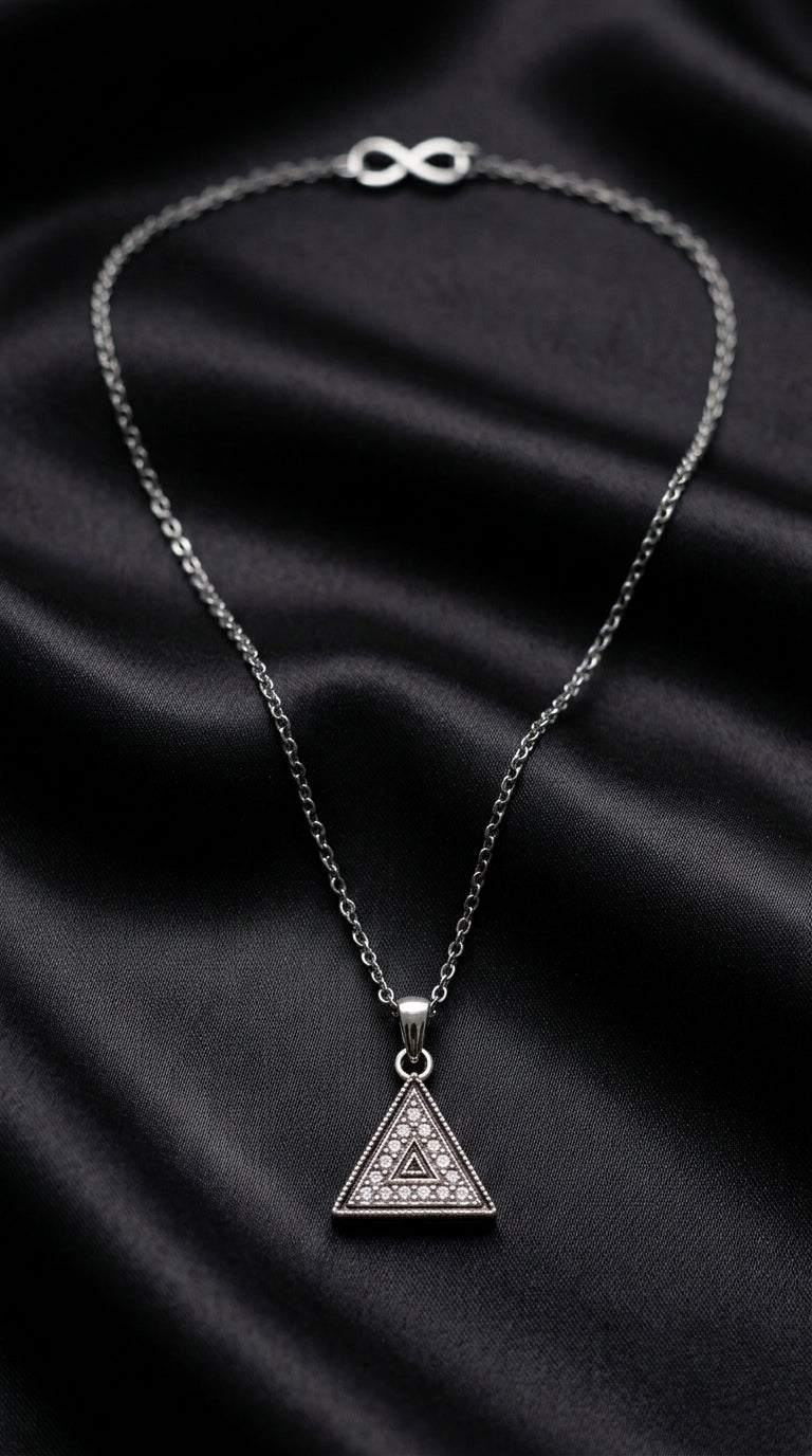 Ourums Silver Plated Triangle Chain Pendant 