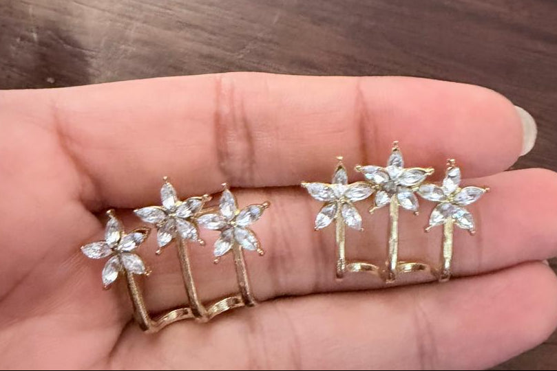 Ourums Gold Star Flower Earrings
