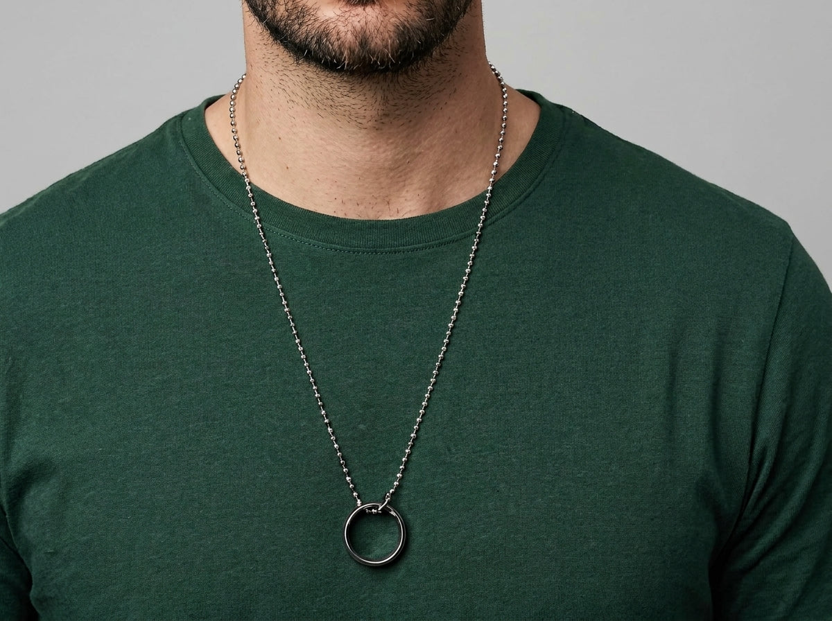 Ourums Stylish fusion Ring Silver Plated Mens Necklace