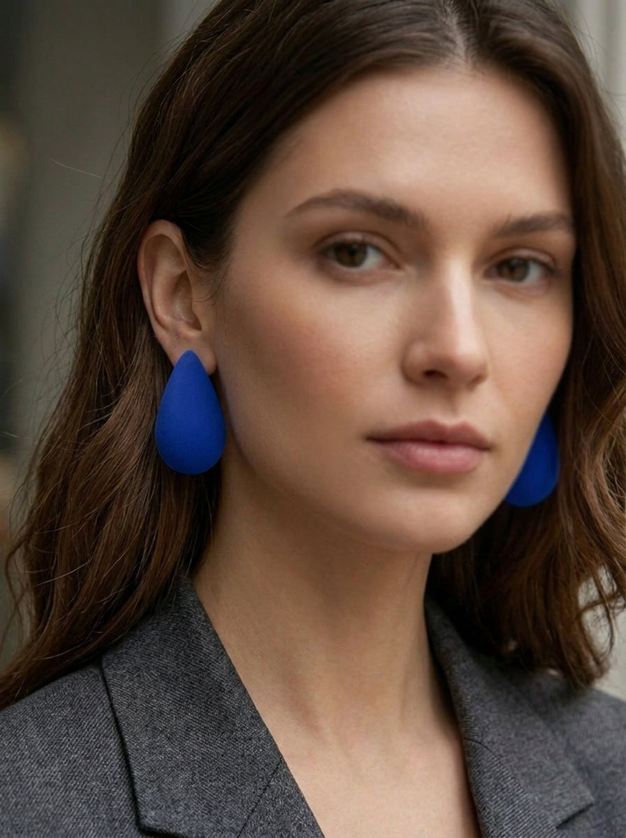 Ourums Teardrop Stud Blue Earrings