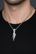 Ourums Men Silver Arrow Necklace