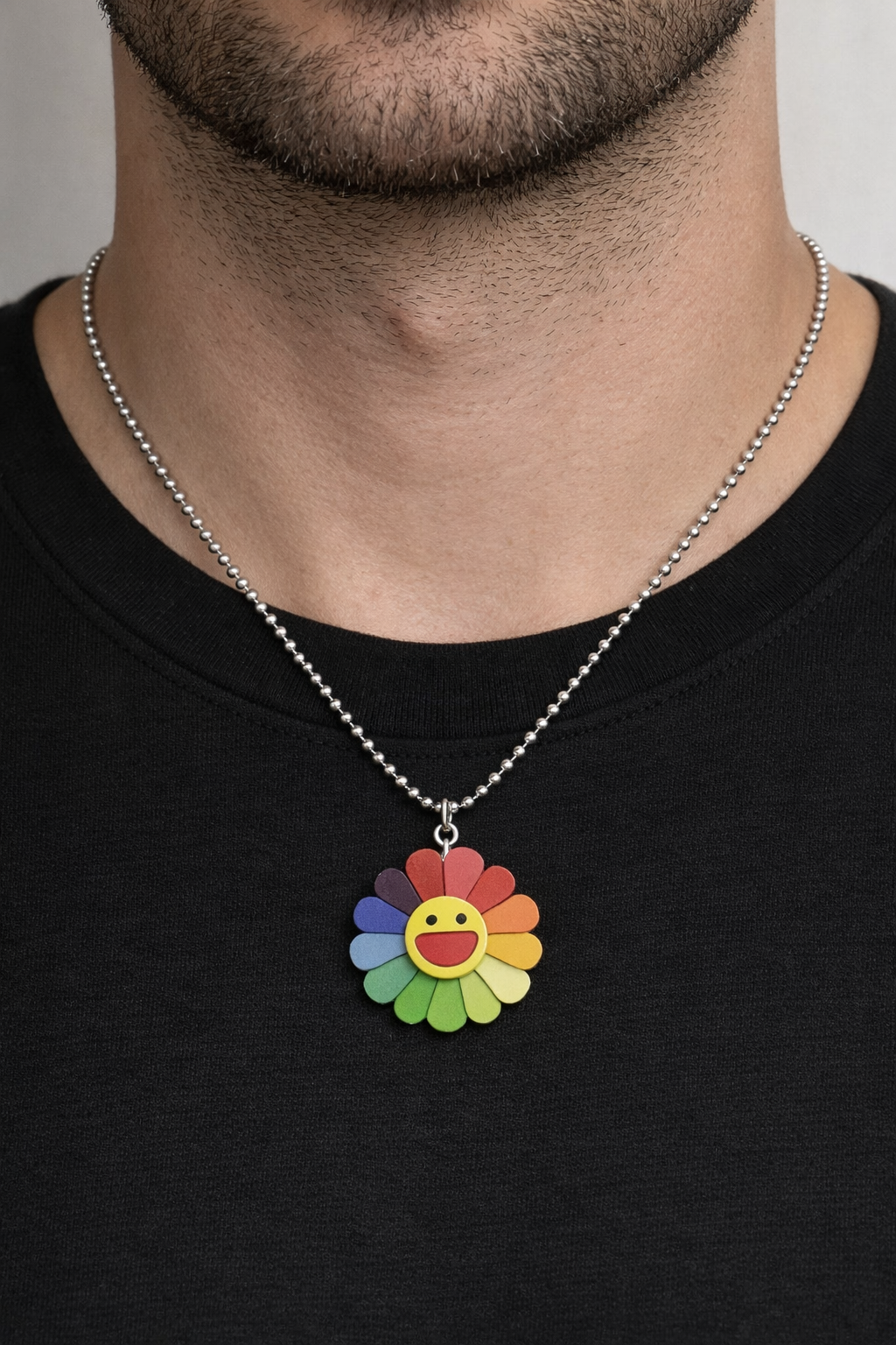 Ourums Men Colorful Flower Necklace