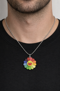 Ourums Men Colorful Flower Necklace